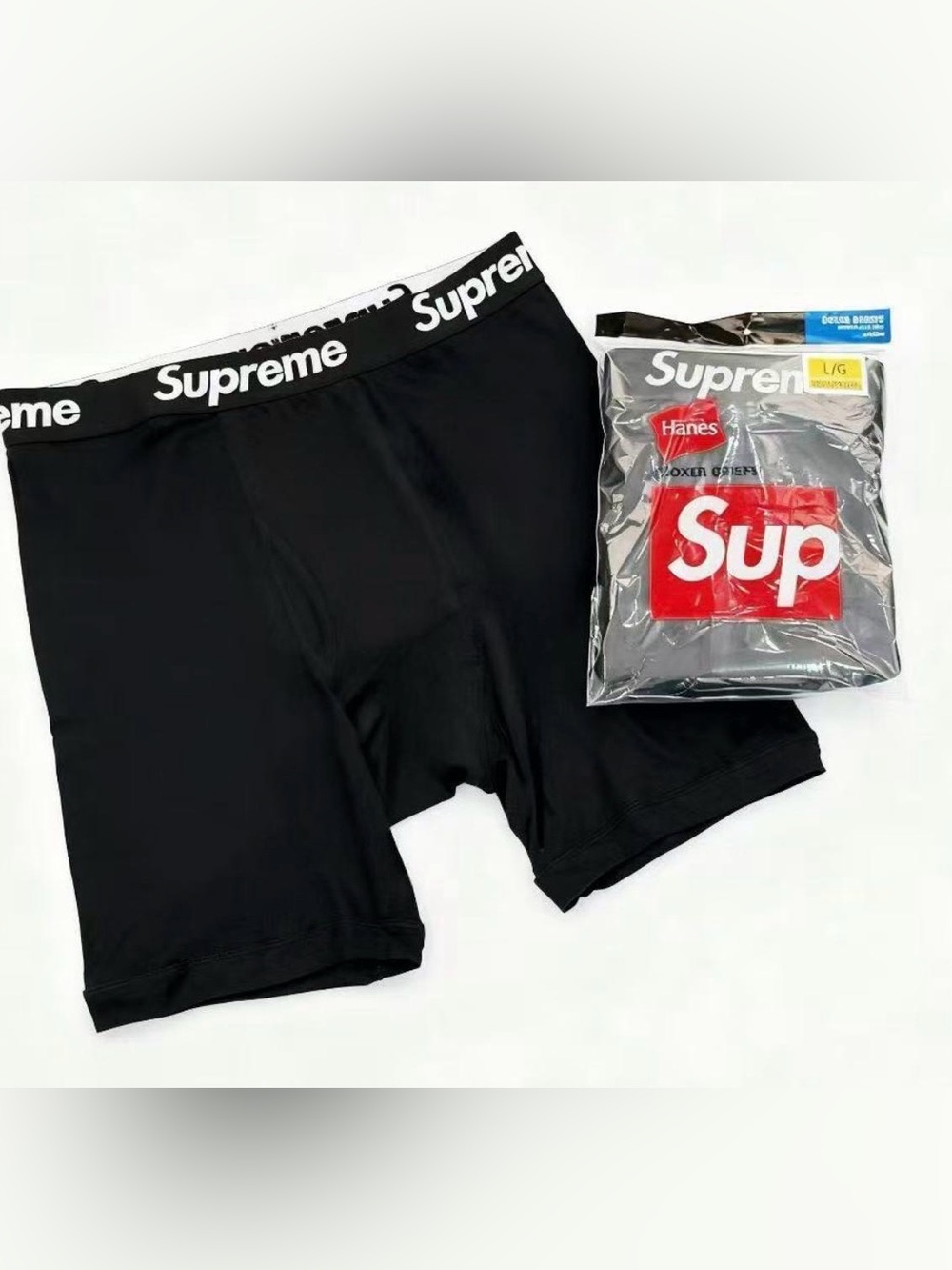 Supreme Black Boxer Briefs with Logo Waistband